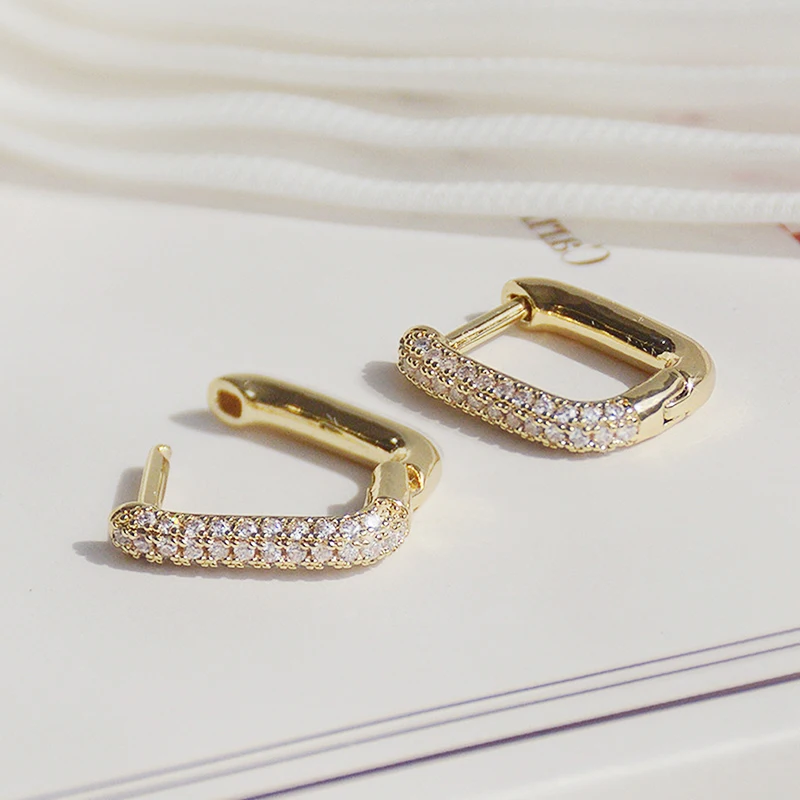 New Simple Exquisite 14K Real Gold Ear Clip Earrings for Femme Pave Inlaid Zirconia High Quality Round Earring Bijoux Pendant - Image 6