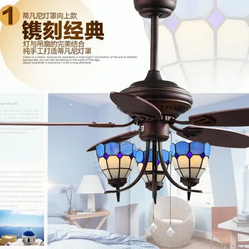

lamp European antique wood leaf electric fan lamp living room dining room fan Lamp Retro ceiling lamp manufacturer