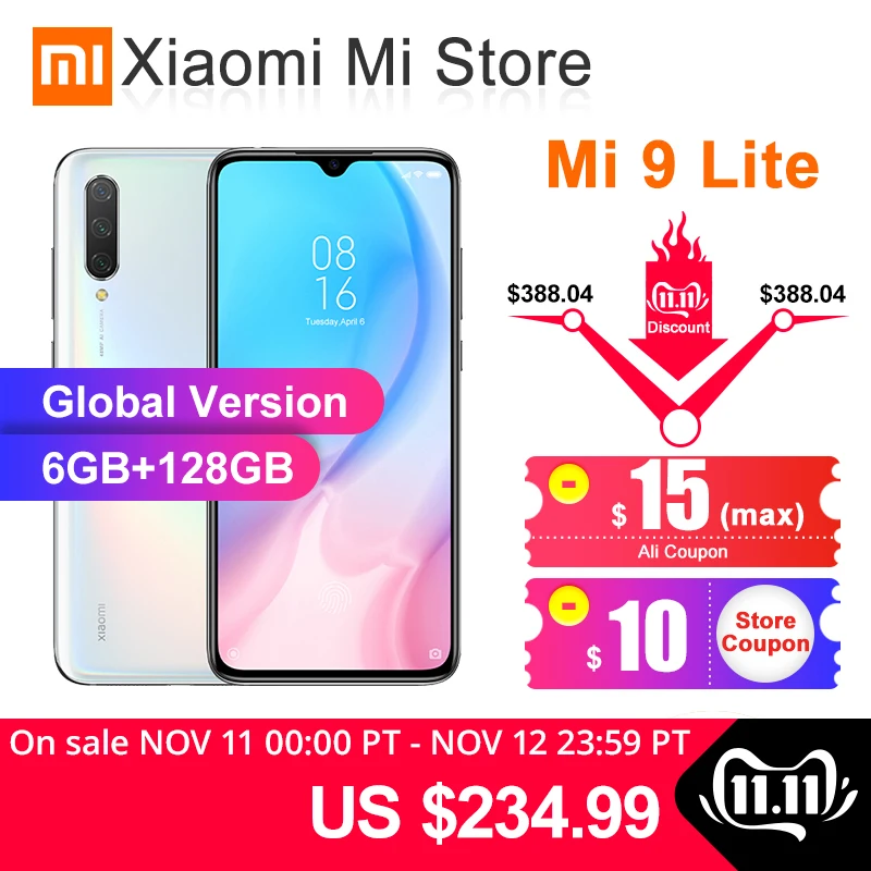 

In Stock Global Version Xiaomi Mi 9 Lite 6GB 128GB Smartphone Snapdragon 710 48MP Triple Camera 4030mAh 6.39" Screen NFC