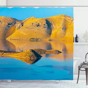 

Shower Curtain Set with Hooks for Bathroom 72x72 Kornat Summer Coast Blue Holiday Island Travel Magical Morning Parks Outdoor