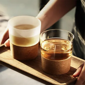 

Reusable Coffee Mugs Glass+Wood Travel Eco-Friendly Cork Design Customize Easy Take