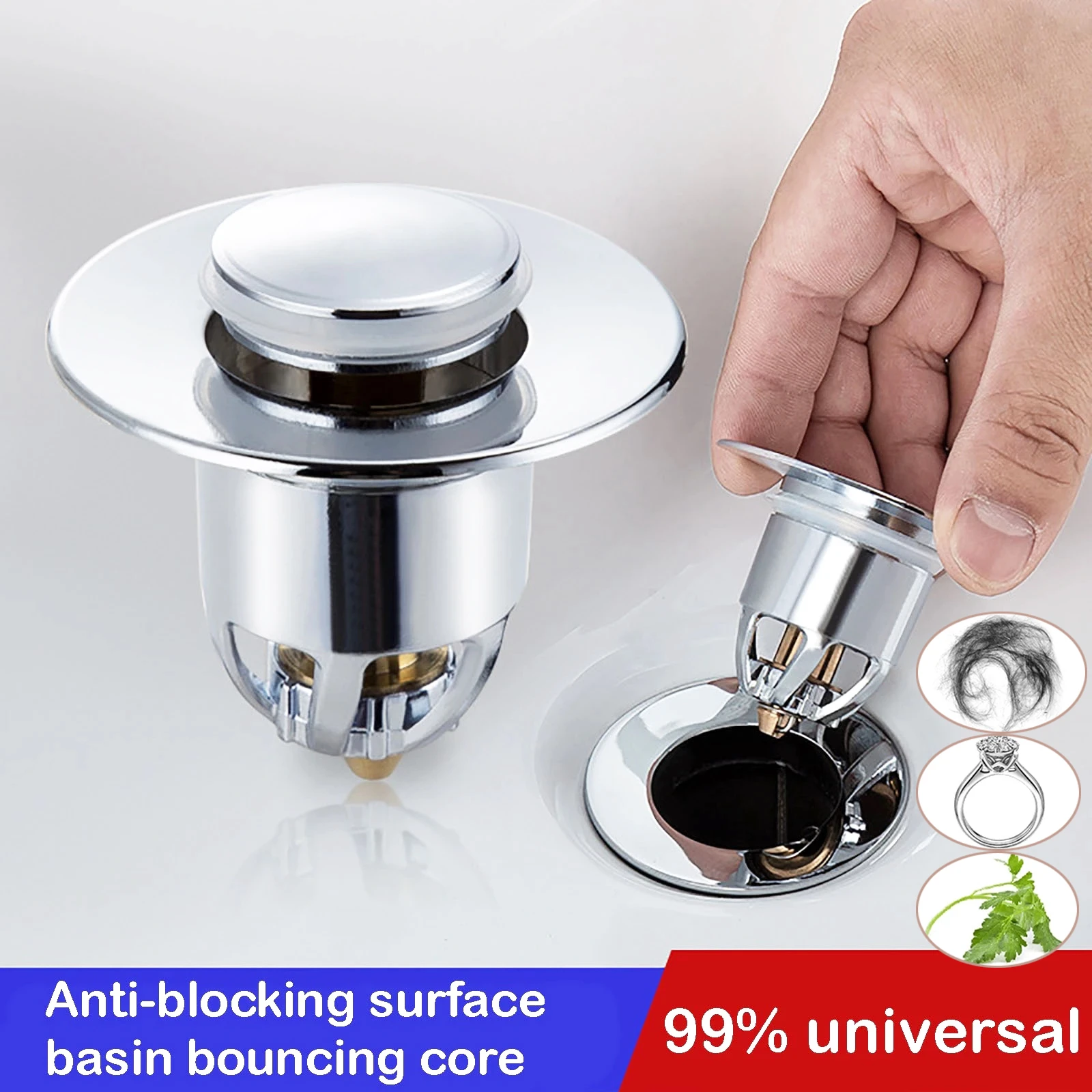Universal Bounce Core Basin Pop up Drain Filter Shower Sink Strainer