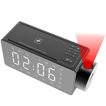 

Projection Alarm Clock Bluetooth Speaker With Wireless Charging Diy Ringtone,One-Click Snooze,Bluetooth Call Speaker,Fm Radio Au