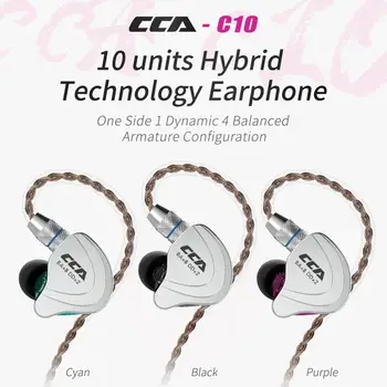 

CCA C10 4BA+1DD 3.5mm Earphone 10 Units HiFi DJ Monitor Music Earbuds Running Sport In Ear HD Call Headset With Detachable Cable
