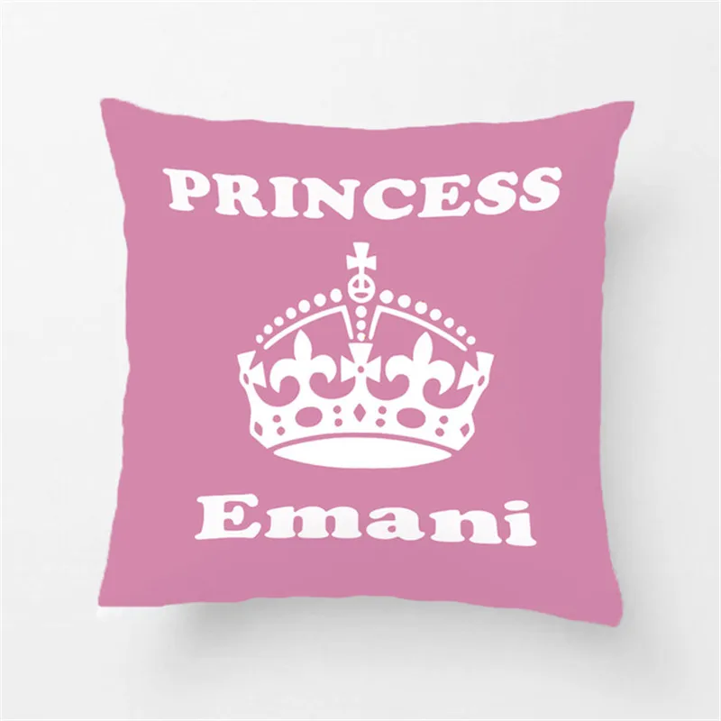 

Cute Pink Princess Personalised Pillow Case Custom Name Crown Girl Cushion Cover Personalized Gifts for Kids Boys and Girls