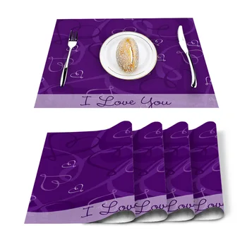 

Purple Love Kitchen Placemat for Dining Table Non-slip and Heat-insulating Table Mat Table Decoration