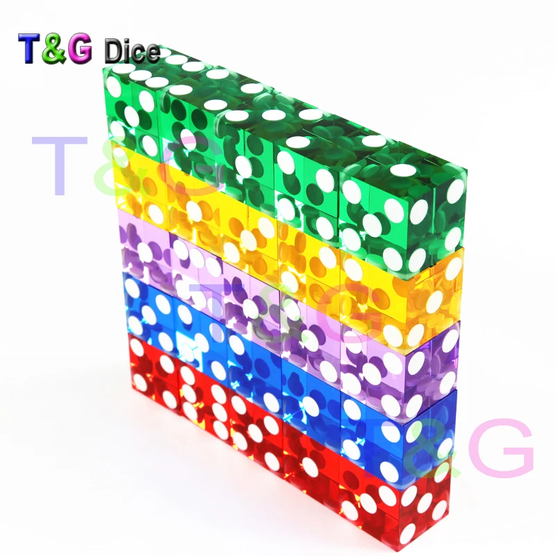 5 шт. D6 игральные кости T& G 19 мм акриловые игральные кости прозрачные шестигранные казино острый прямой угол