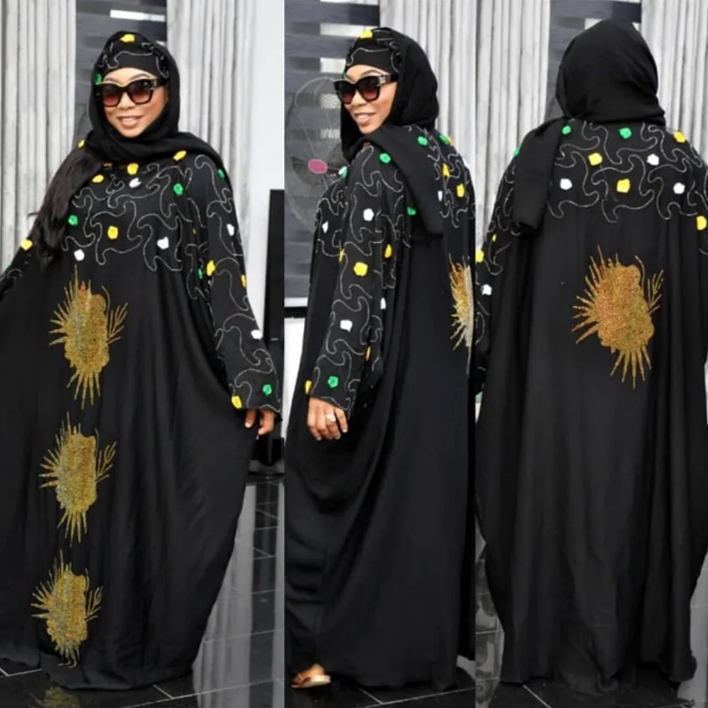 

2020 Plus Size Dashiki Women Abaya Luxury Kaftan Robe Muslim Party Maxi Dresses Turkish Islamic Clothing African Headtie Dress