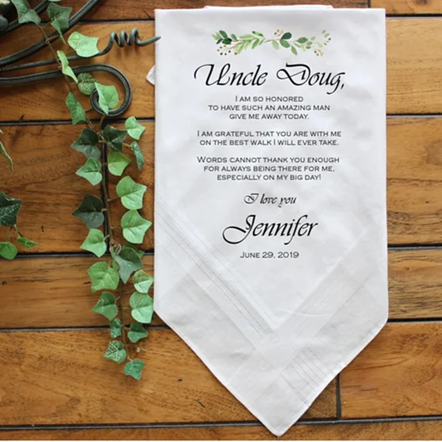 Testreszabott Nagybátyja A Menyasszony Esküvői Hankies -Nek, Személyre Szabott Zsebkendő Ajándék Számára, Nyomtatható Szerkesztés
