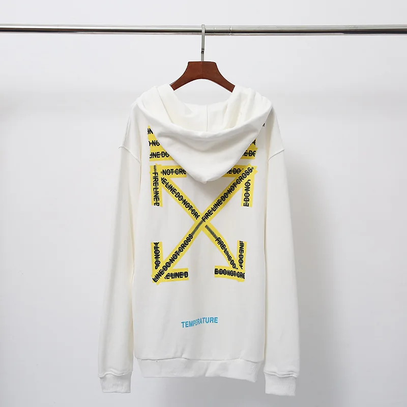 OFF-WHITE/желтая толстовка на молнии с капюшоном, пальто, весенне-осенние тканевые толстовки из махровой ткани