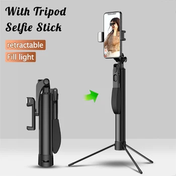 

Universal-LED Fill Light Selfie Stick 3 in 1 Extendable bluetooth Tripod Monopod For iPhone Android Phone Sports Camera