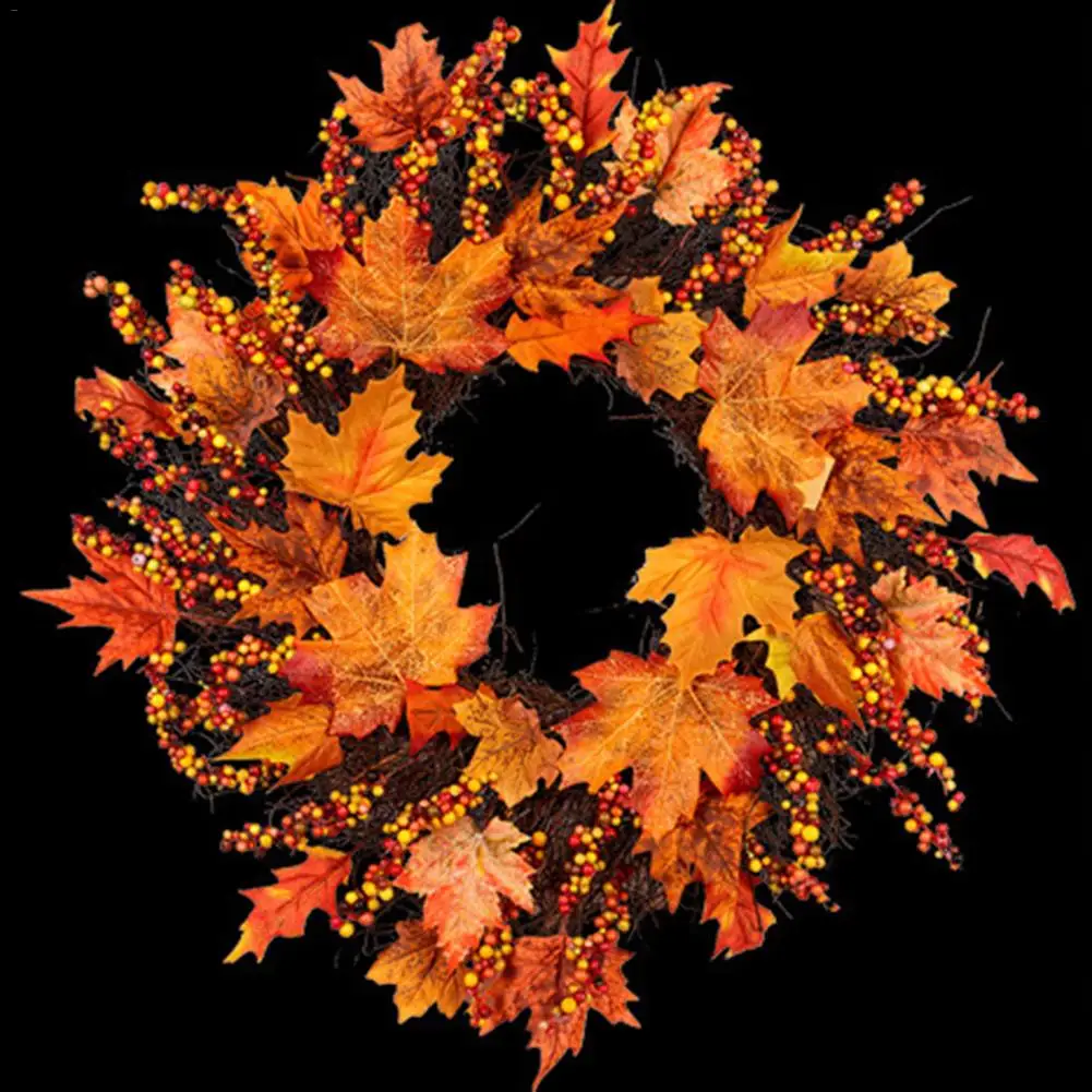 Wreath Garland Window Home Maple Leaf Decoration Ornaments Christmas Thanksgiving Autumn Color Holiday Pendant Wreath New