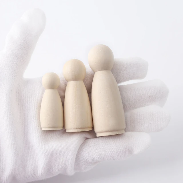 100pc 35mm-65mm Wooden Doll DIY Handmade Wood Peg Dolls Wooden Blank Unfinished For Kid Boy Girl Mini Doll Baby Products Gifts 4