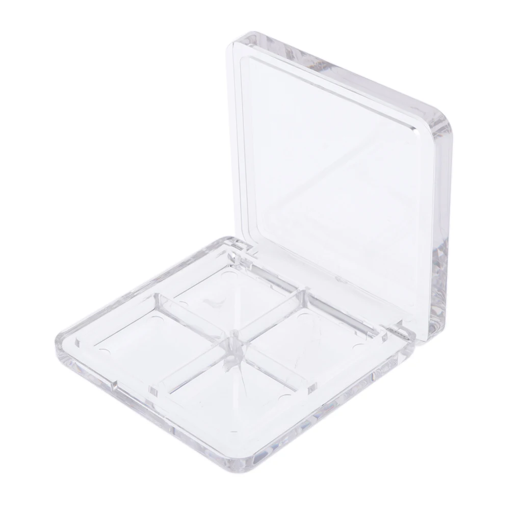 DIY Empty Lipstick Palette, Clear & Square Makeup Containter with 4 Wells for Eyeshadow/Lip Colors/Concealer/Bluse, Travel Box