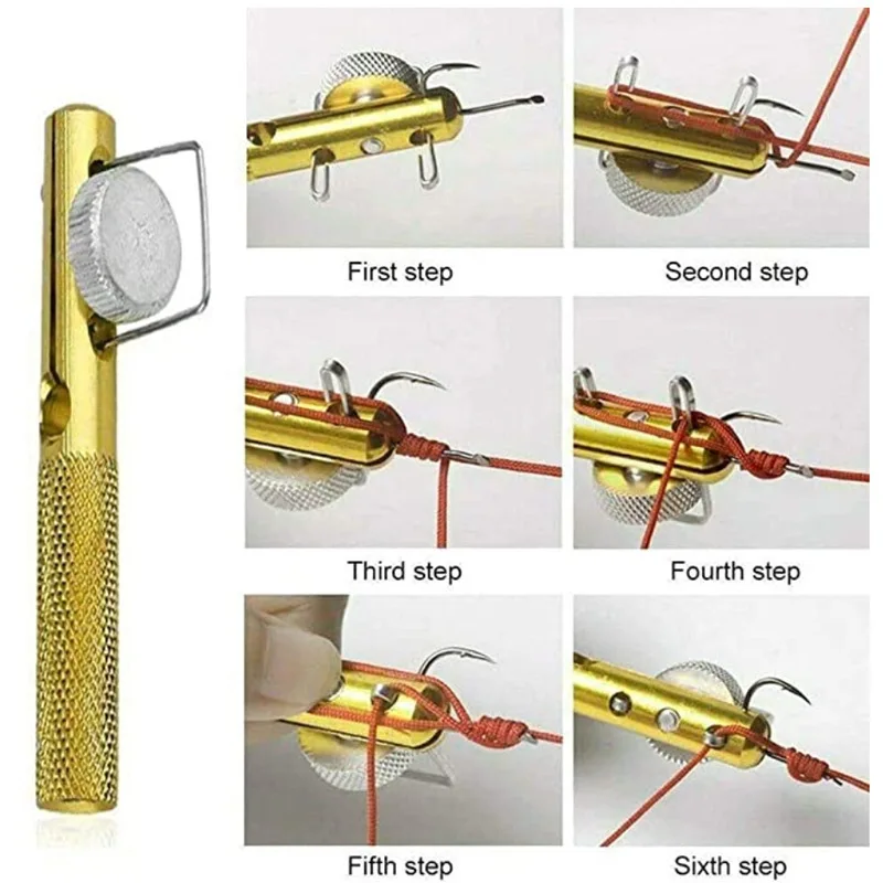 1PCS All-Alloy Metal Manual Fishing Line Knotting Tool Knotting Device Double Needle And Thread Dual-Purpose Hook KnottingDevice