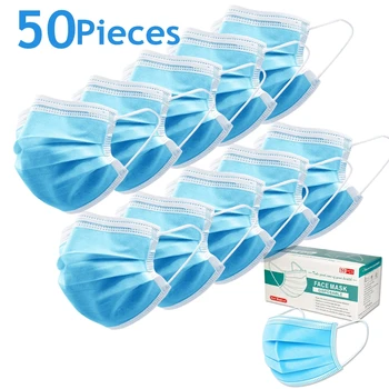 

HUIBO In Stock 10-100pieces Disposable Mask Mouth Mask Earloop Non-woven Melt Blown Three-layer Mouth Face Mask With Box