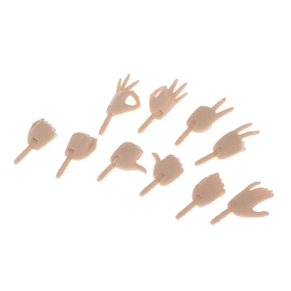 5 Pairs Movable Hands for 1/6 Doll Custom Body Parts Accessory Normal Skin