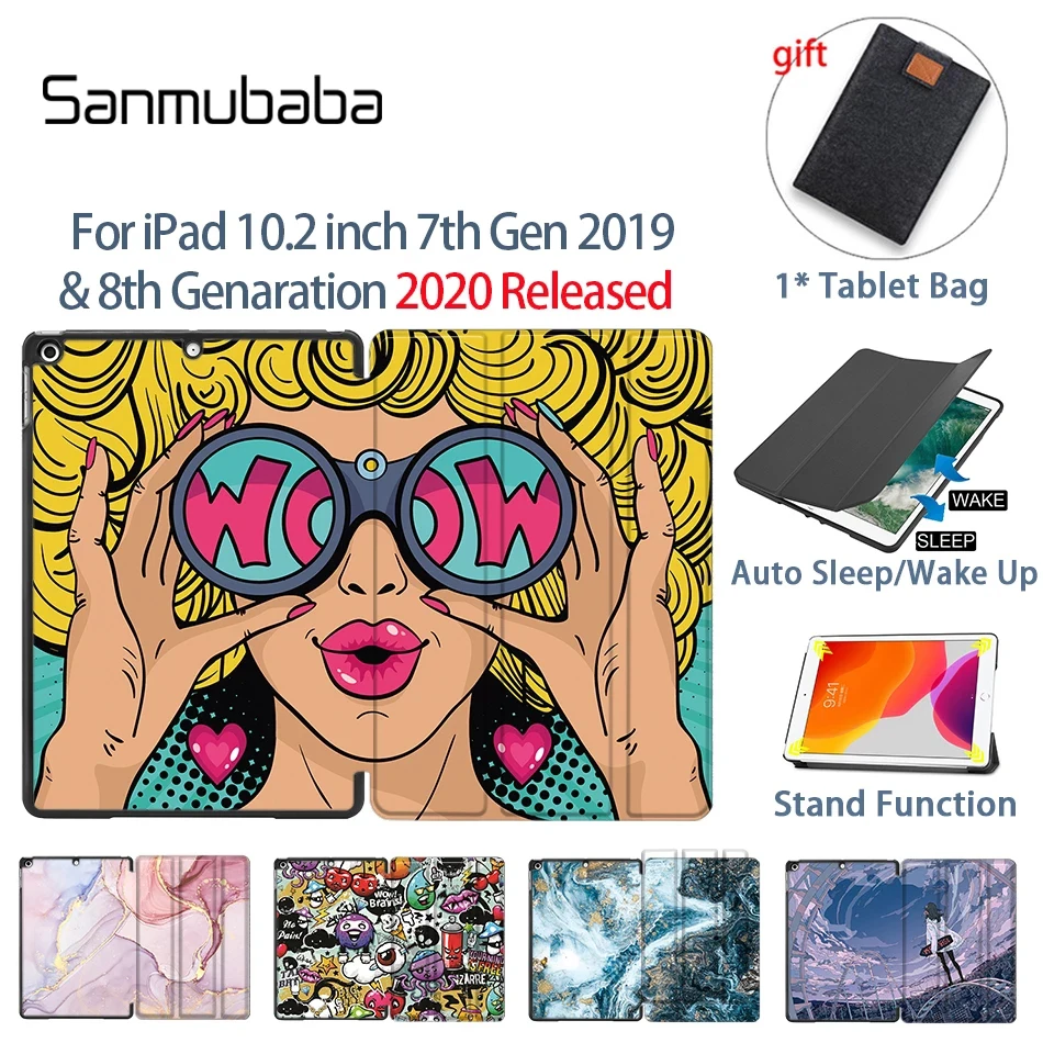 

Sanmubaba For iPad 10.2 Case 2020 2019 For iPad 8th 7th Generation 10.2 inch funda PU Leather Flip Stand Smart Cover Coque