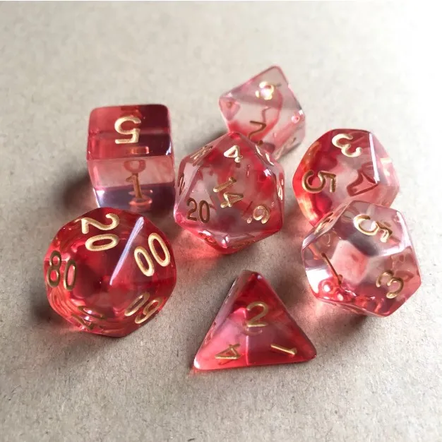 Dnd dice set dobbelstenen dados rpg dice dadi dados rol playing cubes dado polyhedral dice 7pcs/Set D4 D6 D8 D10 D12 D20 - Цвет: red-gold