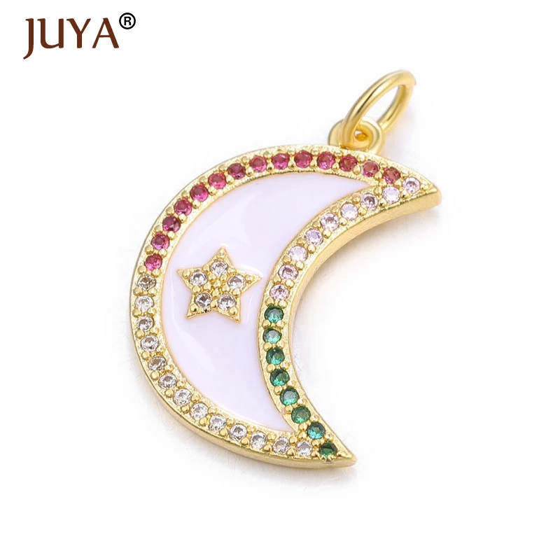 white JUYA Новые Модные Подвески для изготовления ювелирных изделий солнце/звезды/луна Эмаль Шарм Высокое качество DIY аксессуары для рукоделия - Окраска металла: white