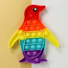 

Rainbow Penguin Push Bubbles Fidget Toys Decompression Kawaii Cute Animal Children Sensory Game Stress Relief Autisim Kid Gift