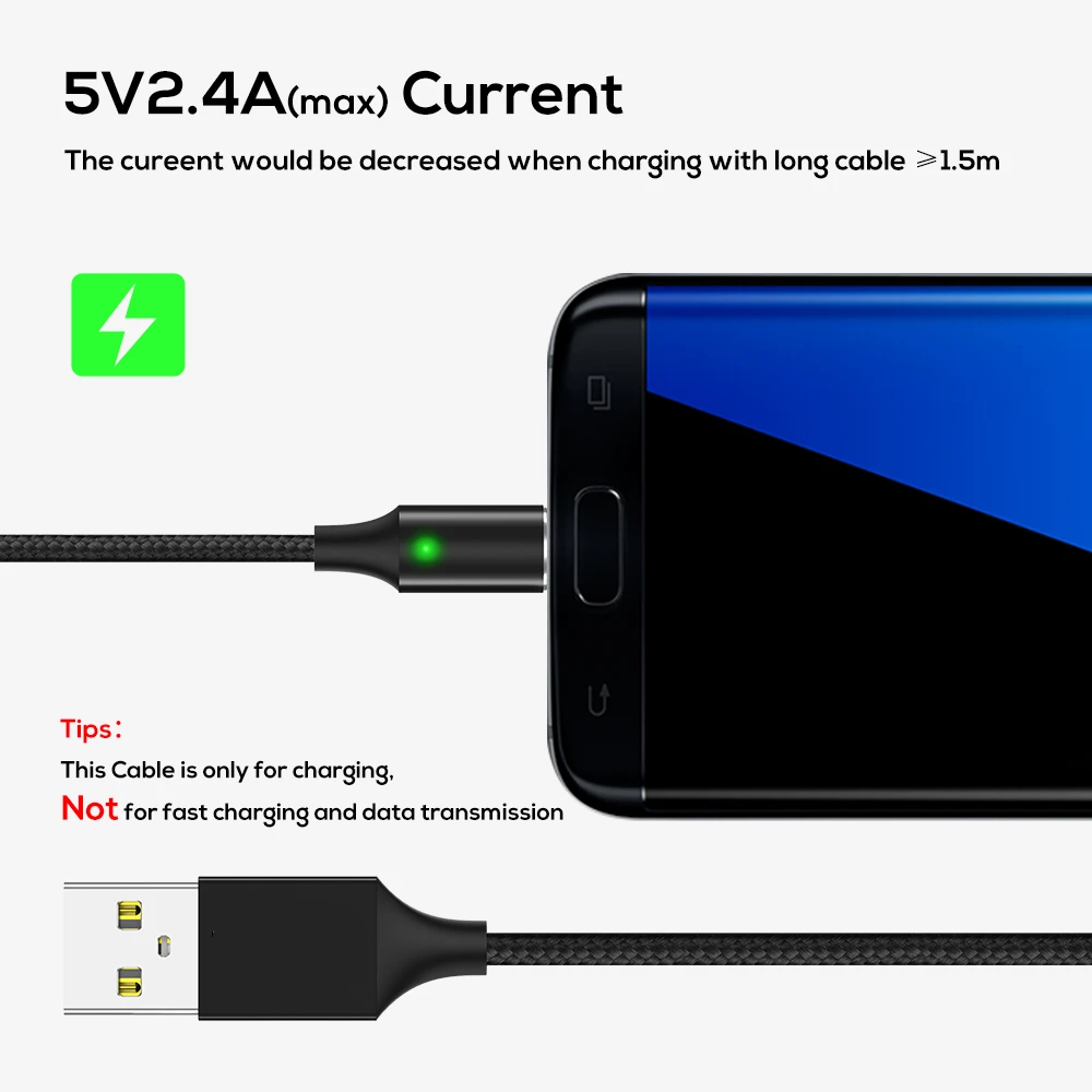 Micro usb type C нейлоновый Плетеный светодиодный магнитный кабель для samsung Xiaomi huawei Mini USB