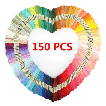 

KOKNIT 150 Skeins of 8m Soft Cotton Cross Stitch Embroidery Threads Floss Sewing Threads Friendship Bracelet String Random Color