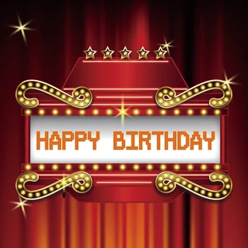 

Laeacco Red Curtain Stage Happy Baby's Birthday Party Celebration Poster Portrait Phtography Background Photo Backdrop Photocall