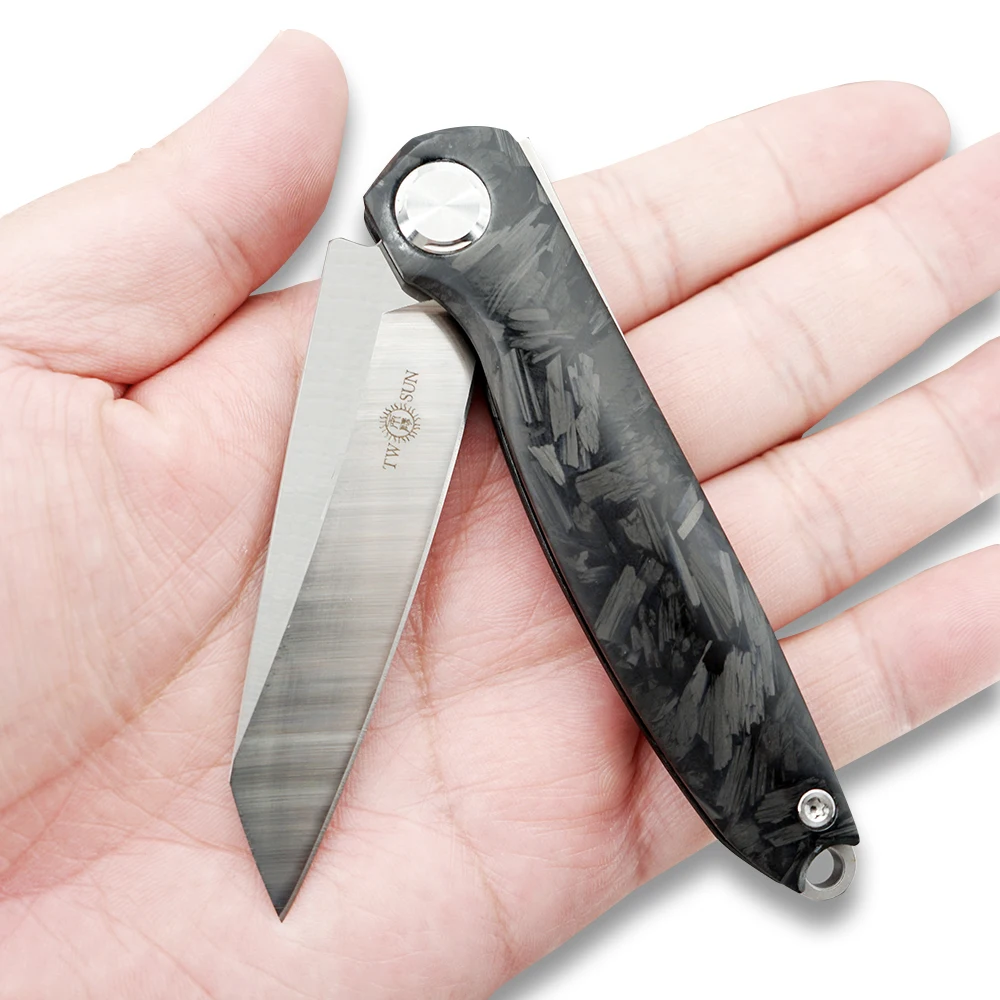 Twosun knives SLIP JOINT m390 folding Pocket Knife camping hunting knife outdoor camping survival tool EDC Carbon Fiber TS90-CF