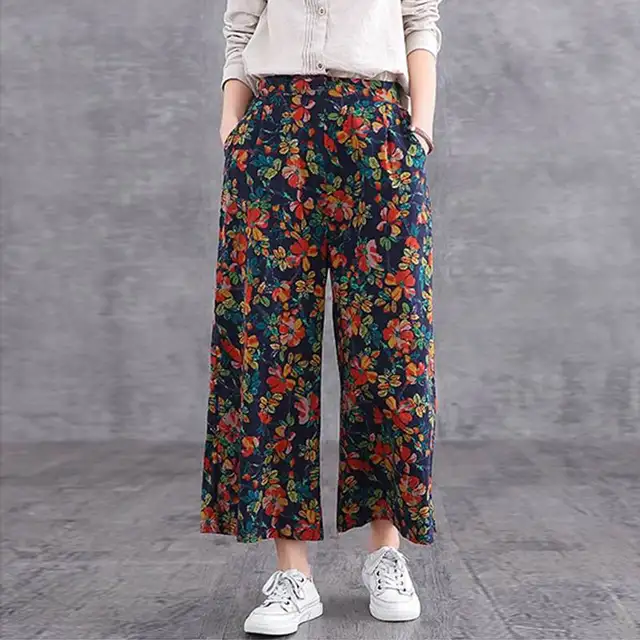 plus size floral trousers