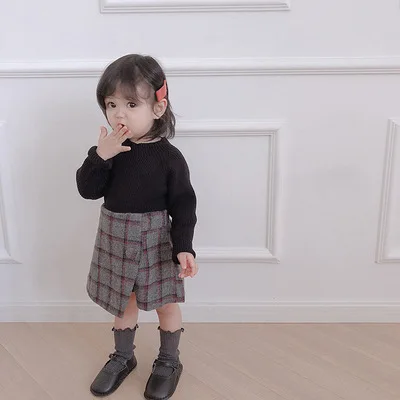 Черный Autumn Winter cute girls knitted long sleeve sweaters Korean style simple all-match casual sweater - Цвет: Черный