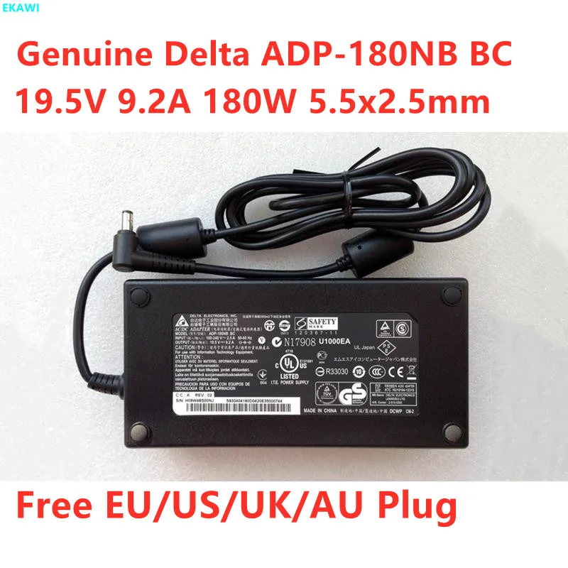 Подлинный адаптер переменного тока Delta ADP-180NB BC 19 5 в 180 а Вт 2 x мм для MSI GT70 2PE GT60 DOMINATOR