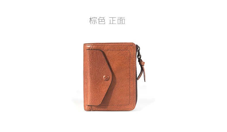 Original Vintage Men Wallets Zipper Real Leather Short Purse Small Wallet Leather Top Quality Male Money Clip Coin Bag Card Case