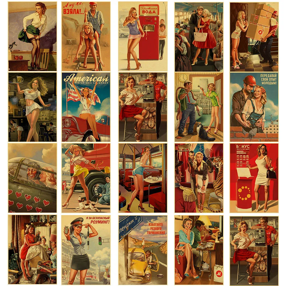 New-World-War-II-Sexy-Pin-up-Girl-Diamond-Painting-Vintege-Poster-Style-5D-Embroidery-Mosaic