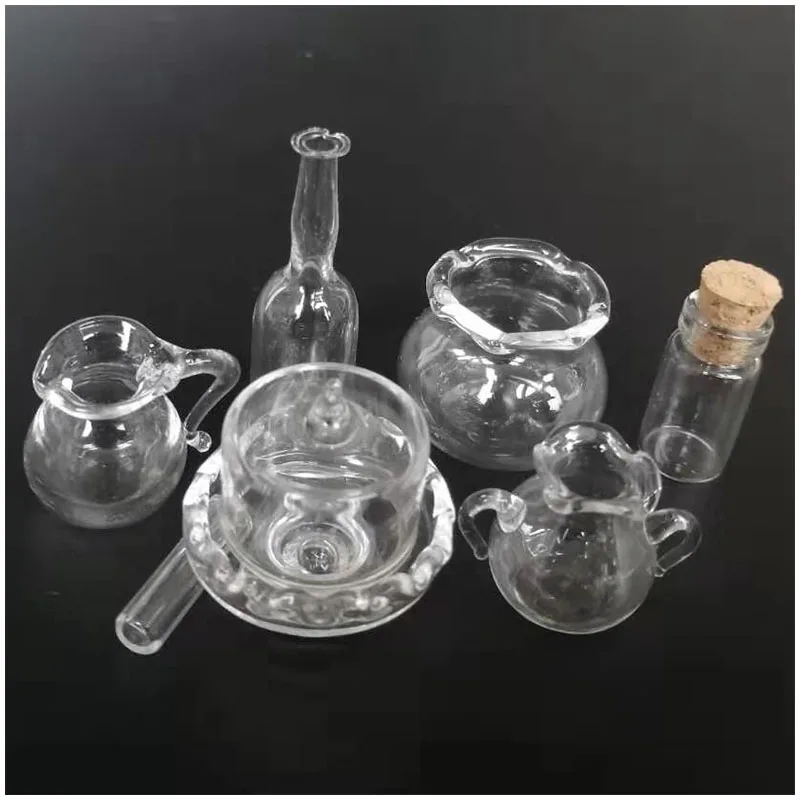 Dollhouse Miniature Cute Transparent Glass Jar Fishbowl Bank Flower pot JB