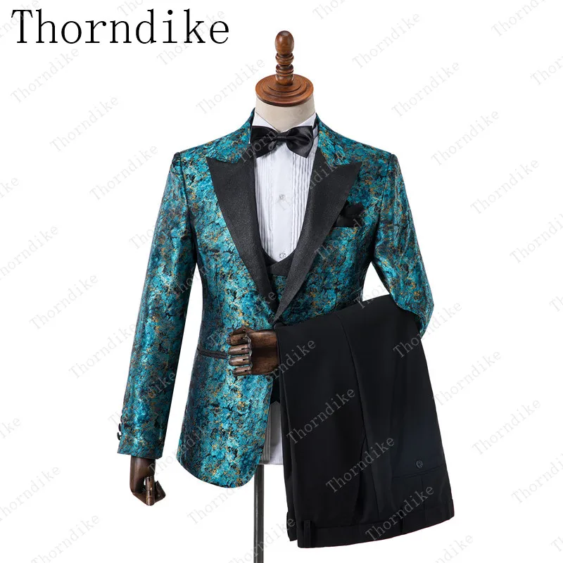 3 pcs 5 Новое поступление мужской костюм мужские зеленые узоры Slim Fit 3 шт смокинг жених свадебные костюмы на заказ Выпускной лучший мужской блейзер - Цвет: 3 pcs 5