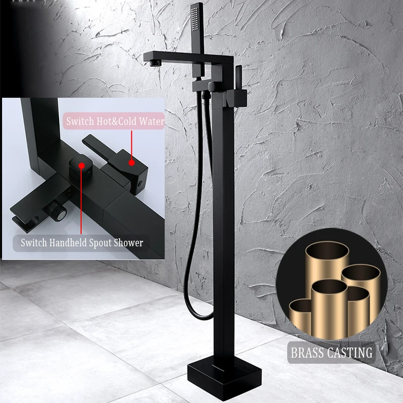 Bathroom Bathtub Faucet Standing Chrome Bathtub Shower Faucet 360 Rotation Swivel Spout with Flexible Hand Tap Mixer Shower