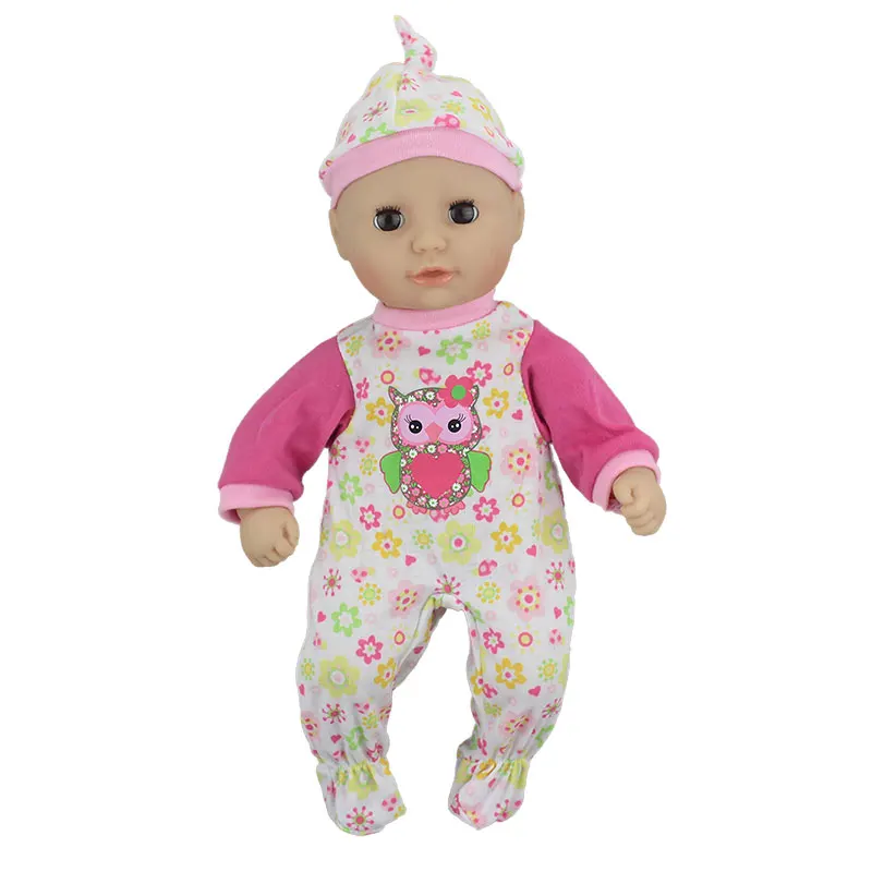 14" DOLLS CLOTHES PINK/STARS FLEECE ONEZEE TO FIT 14" FIRST BABY ANNABELL DOLL 