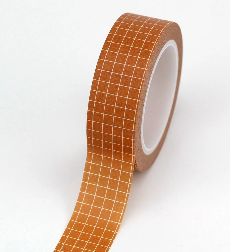 Dark brown grid 10 м черная белая коричневая сетка васи лента японская бумага DIY планировщик Маскировочная лента клейкие наклейки с лентами декоративная канцелярская лента - Цвет: Dark brown grid