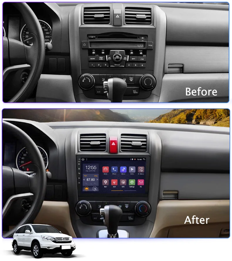 Sale Car Radio Multimedia Player 2 din 9"Android 8.1 Auto DVD Radio navigation for Honda CRV 2006-2011 stereo wifi navi gps 1
