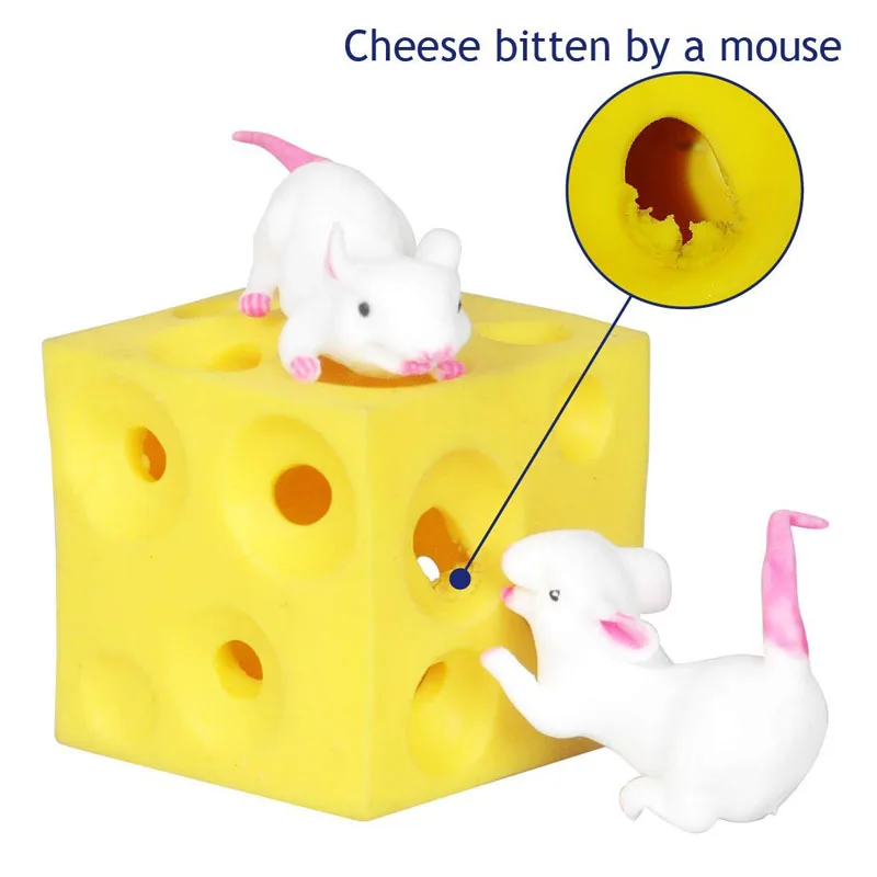 High Quality Latex Mouse and Cheese Toy Hide and Seek Stress Relief for Boy Girl Baby Stressbusting Fidget Mouse Toys