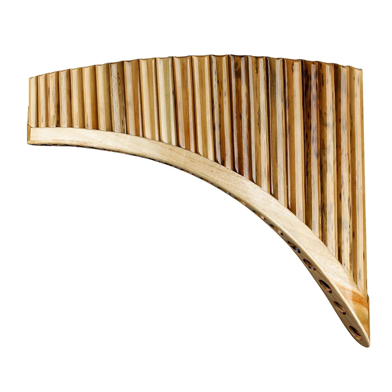 22 Pipes G Key Spotted Bamboo Pan Flute Traditional Romanian Woodwind