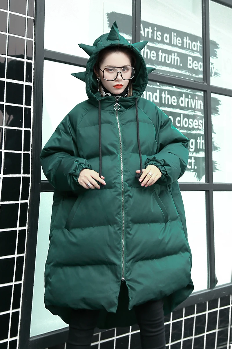 Модная Корейская женская готическая одежда женские зимние куртки теплые стеганые пальто Повседневная парка с длинным капюшоном размера плюс manteau femme