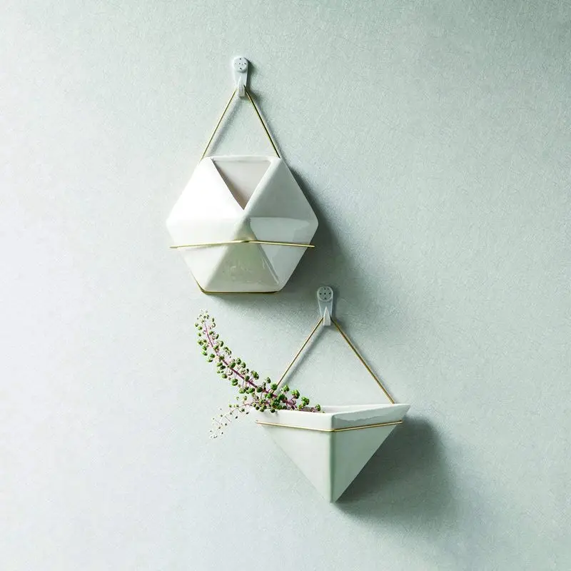 Hanging Planter For Indoor Plants, Geometric Wall Decor Container- Great For Succulent Plants, Air Plant, Faux Plants