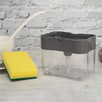 

2-in-1 Soap Dispenser Soap Pump Sponge Caddy New Creative Kitchen 2-in-1 Manual Press Liquid Soap Dispenser Kitchen Gadget