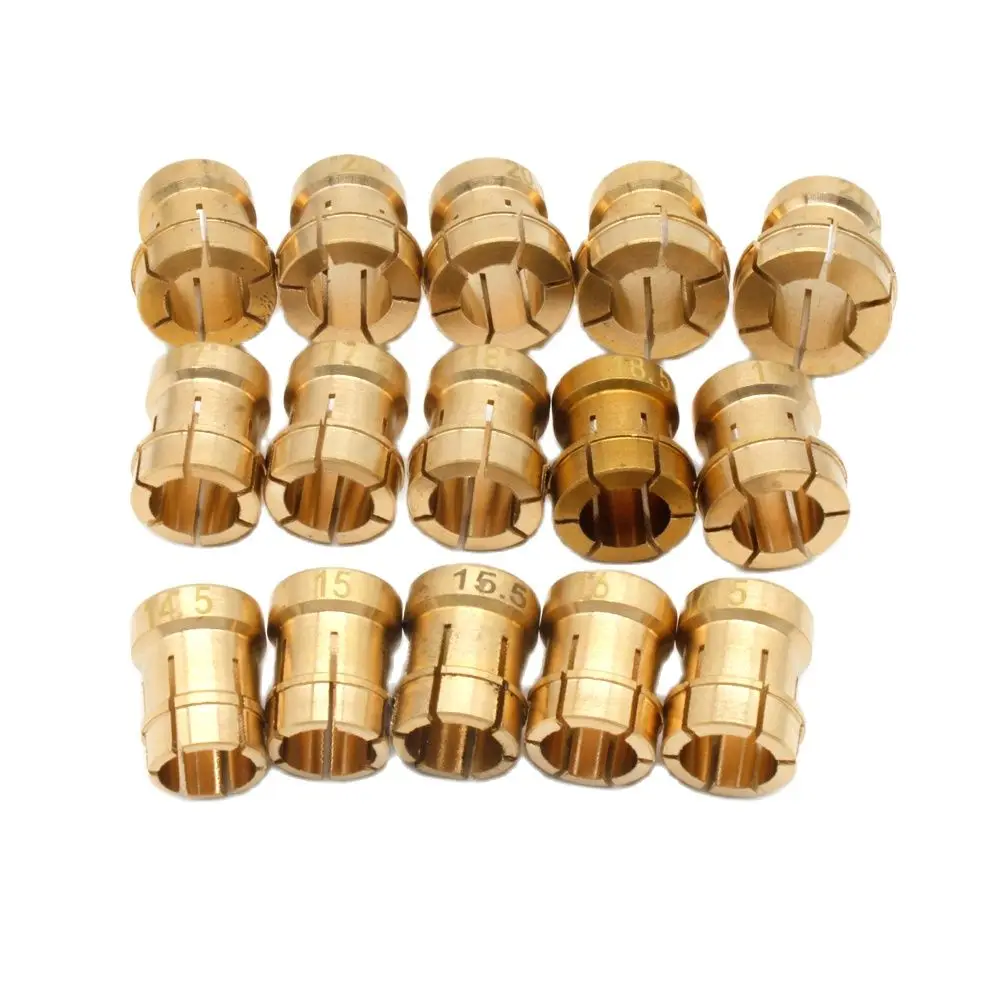 15PCS Ring Brass Collets Diameter 14.5 to 21.5mm Ring Setter Ball Clamp Accessories Tools for Jewelry
