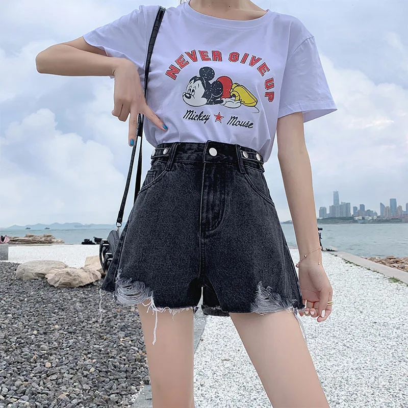 

Loose High Waist Denim Shorts Women's Summer 2020 New Korean Style Slim Wide Leg Net Red a Word Hot Pants Fashion Ins Wear