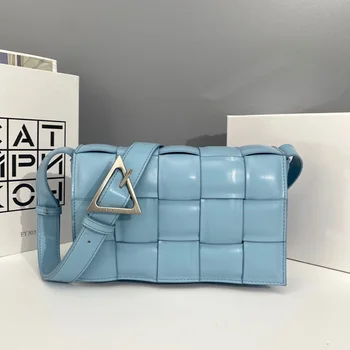 

Leather Woven Flip Bag Square Messenger Bag 2020 New High Quality Ladies Designer Handbag Shoulder Messenger Bag