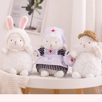 

17cm cute lamb doll plush toy soft filled sheep doll 12cm cartoon animal key ring kawaii baby soothing sleeping small pillow