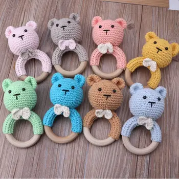 

Nursing Baby Teether Natural Wooden Teething Ring Hand Weave Organic Rattle Toys P31B